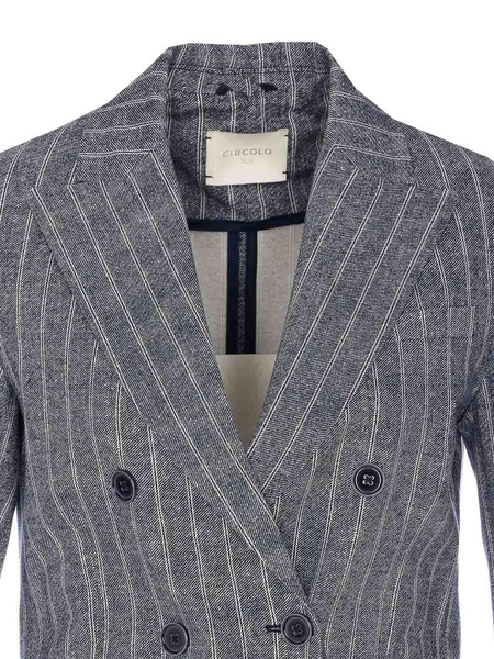 Blue Double Breasted Buttons Closure