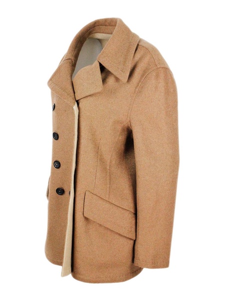 Wool and cashmere double-breasted coat