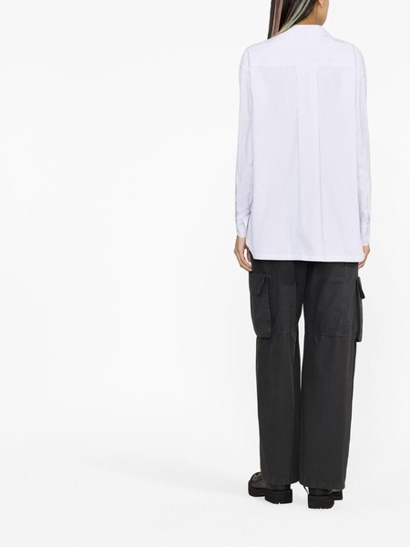 Embroidered-logo pinstripe shirt