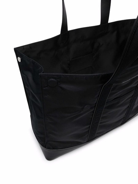 Logo-embroidered fabric tote