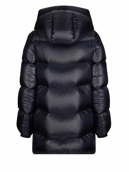 Womens Long Blue Quilted Down Jacket