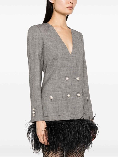 Double breasted tartan wool jacket