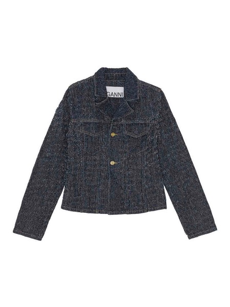 Fluffy Denim Fitted Blazer