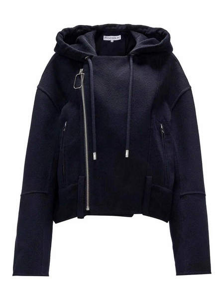 Hooded Biker Wool Jacket