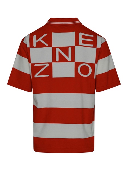Orange striped cotton polo shirt