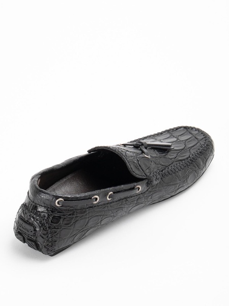 Black leather loafer