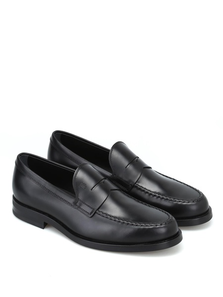 Black leather formal loafers