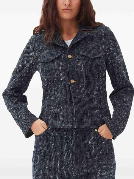 Fluffy Denim Fitted Blazer