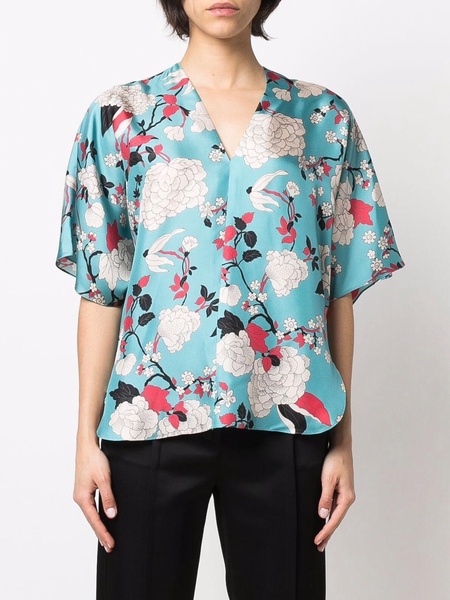 Belted silk blouse