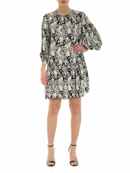 Viscose and silk dress in back and white