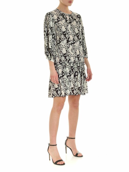 Viscose and silk dress in back and white