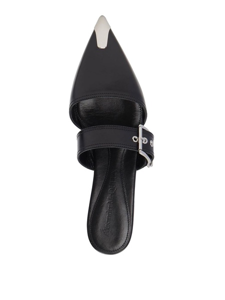Buckle-detail leather mules