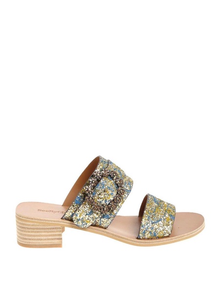 Leather glitter sandals