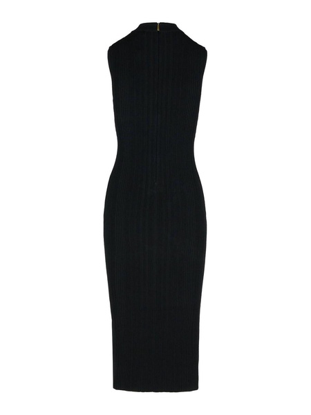 Ribbed Dress In Black Viscose Blend