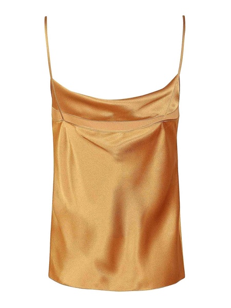 Beige silk blend satin top