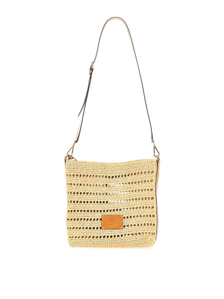 Perforated Raffia Shoulder Bag