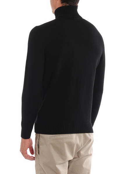 Black merino wool turtleneck sweater