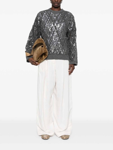 Dazzling Mesh Embroidery Sweater