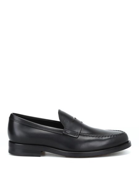 Black leather formal loafers