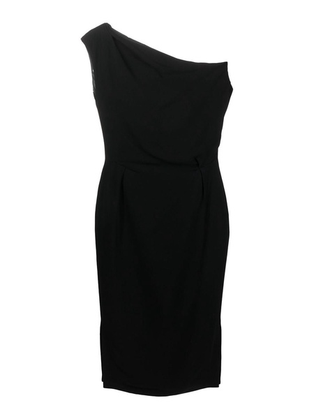 One-shoulder draped midi dress