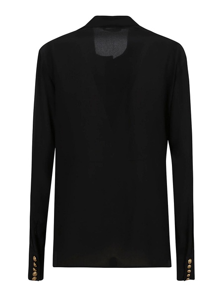 Pussy bow crepe de chine buttoned shirt