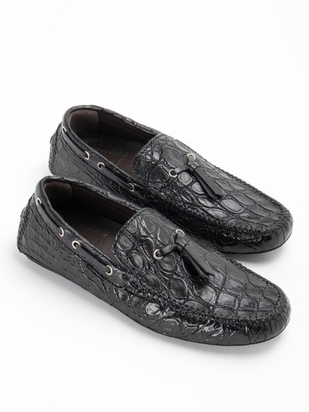 Black leather loafer