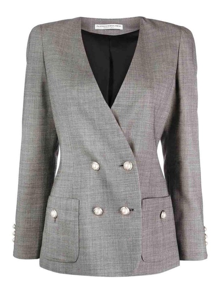 Double breasted tartan wool jacket