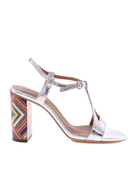 Ankle strap sandals with Multi Rainbow heel