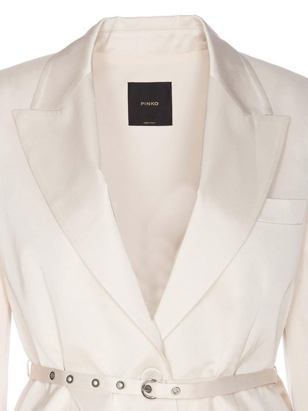 Satin Blazer With Thin Belt