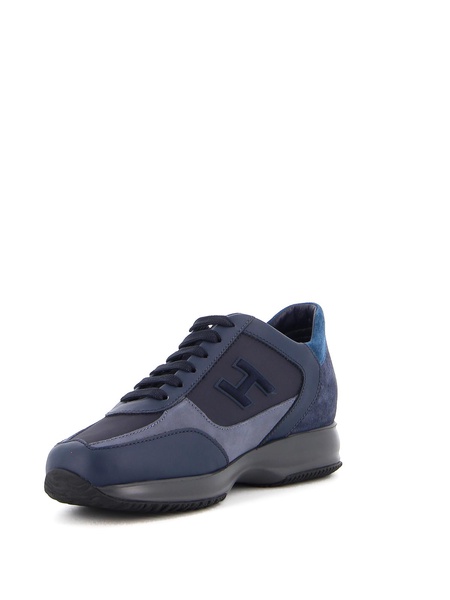 Interactive leather and suede sneakers