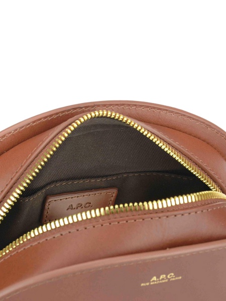 Brown leather half-moon bag