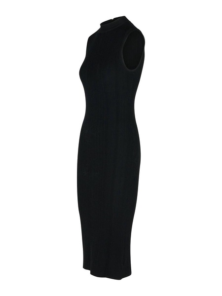 Ribbed Dress In Black Viscose Blend