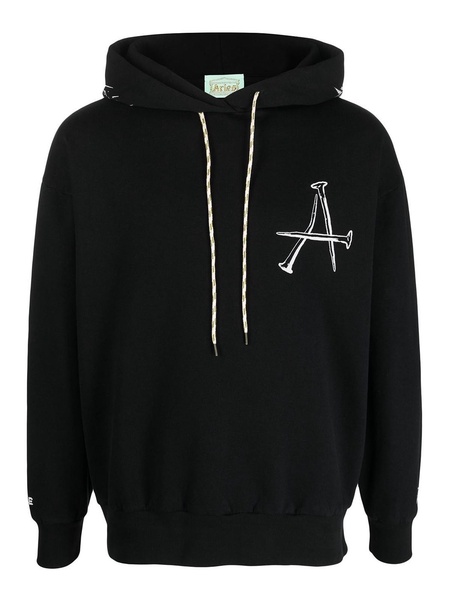 Graphic print drawstring hoodie