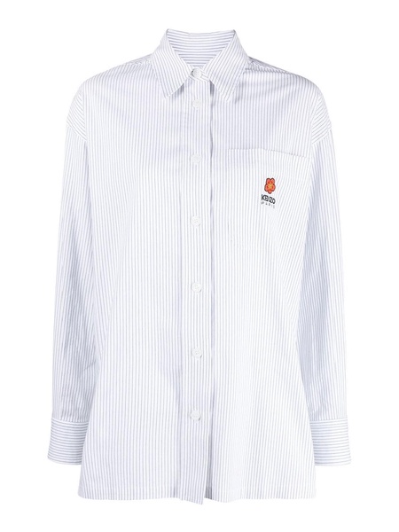 Embroidered-logo pinstripe shirt