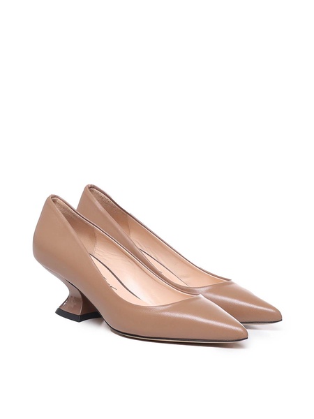 Leather Pumps With Wide Heel