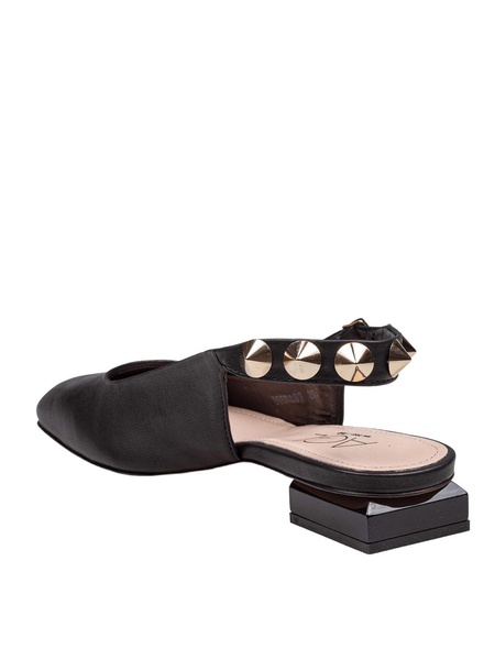 Angie L Spike Sling-Back In Black Leather