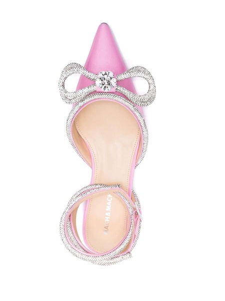 Double Bow Satin Slingback Ballet Flats