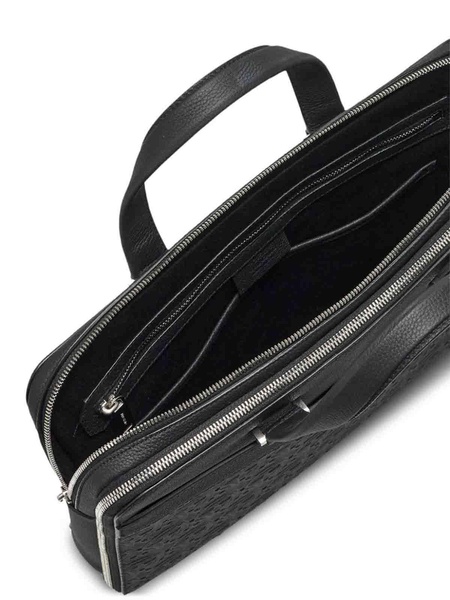 Monogram-Embossed Leather Briefcase