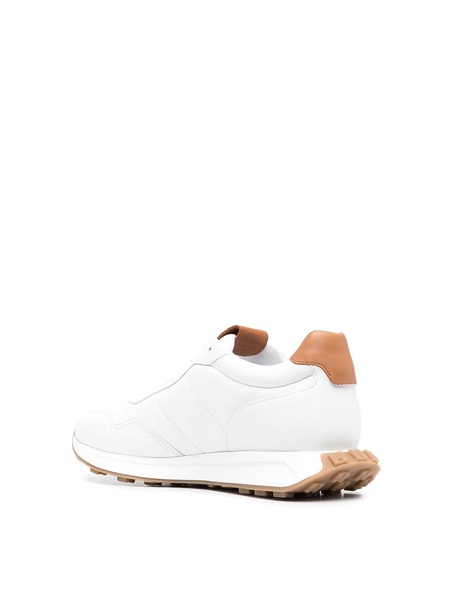 Contrast-detailing leather sneakers