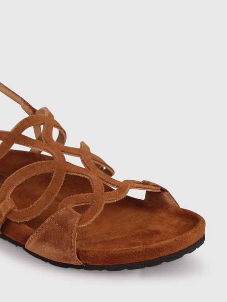 Flat open sandal with decorated bands