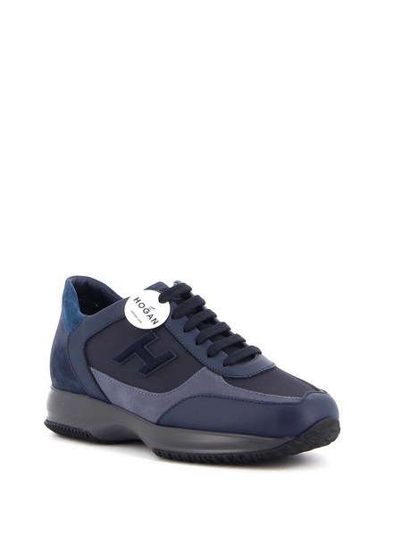 Interactive leather and suede sneakers