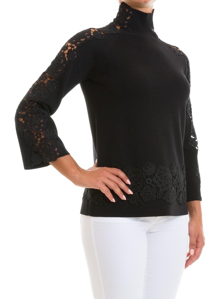 Black wool and lace sweater