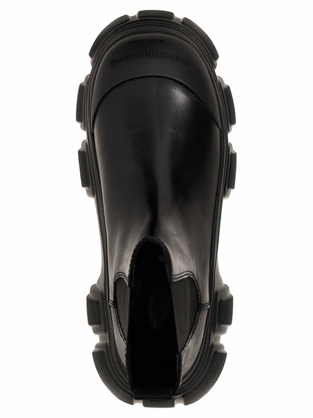 Leather platform ankle boots