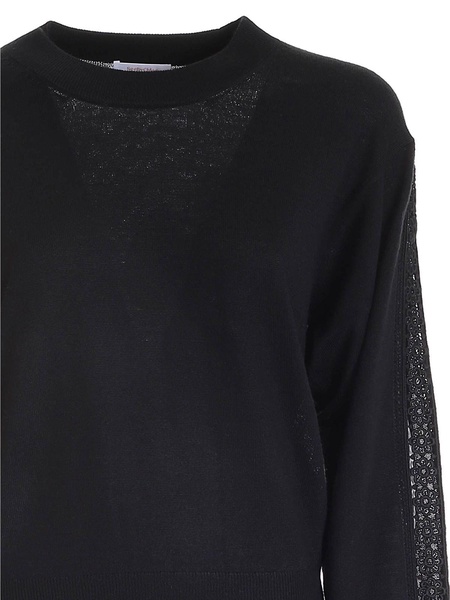 Embroidered insert sweater in black