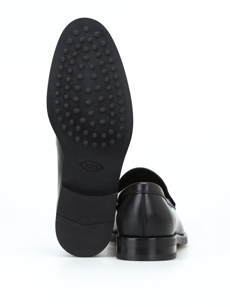 Black leather formal loafers