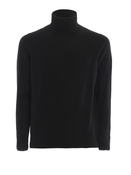 Black merino wool turtleneck sweater