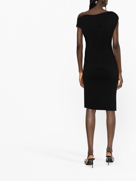 One-shoulder draped midi dress