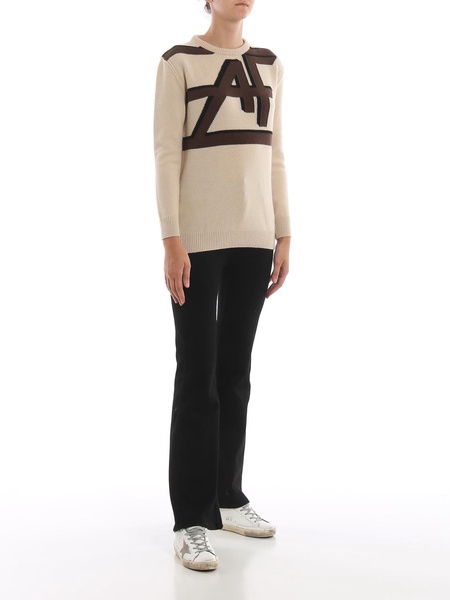 Logo intarsia wool and cashmere sweater