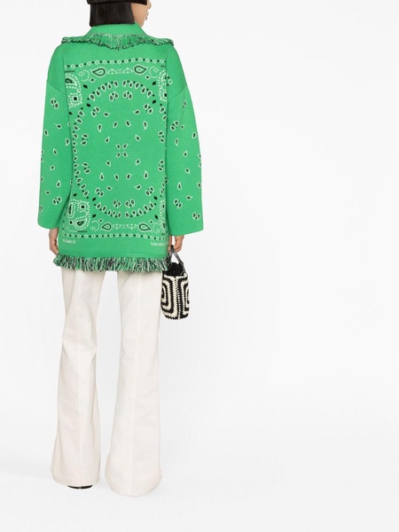 Green flash bandana belted cardigan