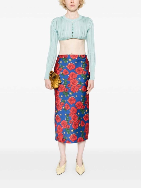 Mix-Print Midi Skirt